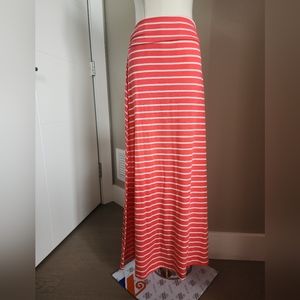 Coral/salmon stripped maxi skirt